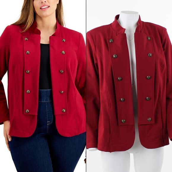 Tommy Hilfiger Plus Size Military Band Jacket - Picture 1 of 5